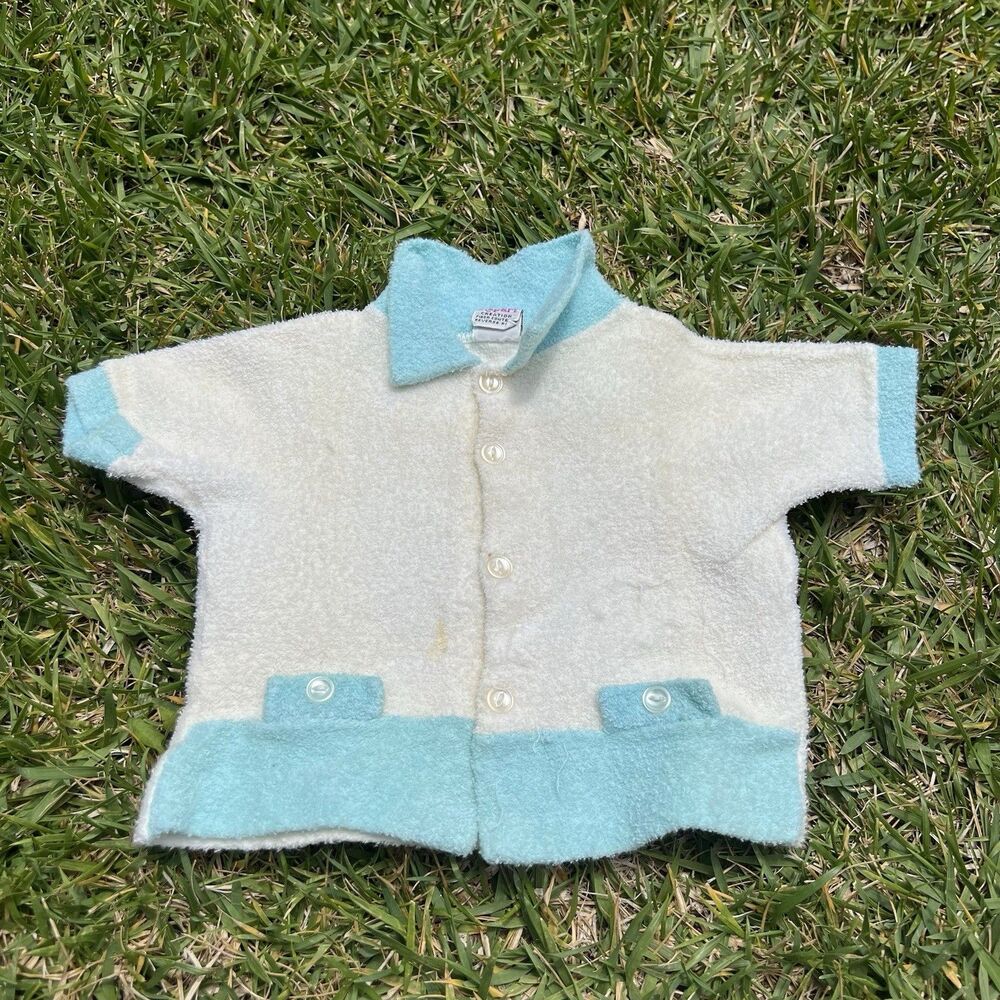 Vintage VTG Daekor Newborn Baby button iup Shirt / Layette Top c. 1960
